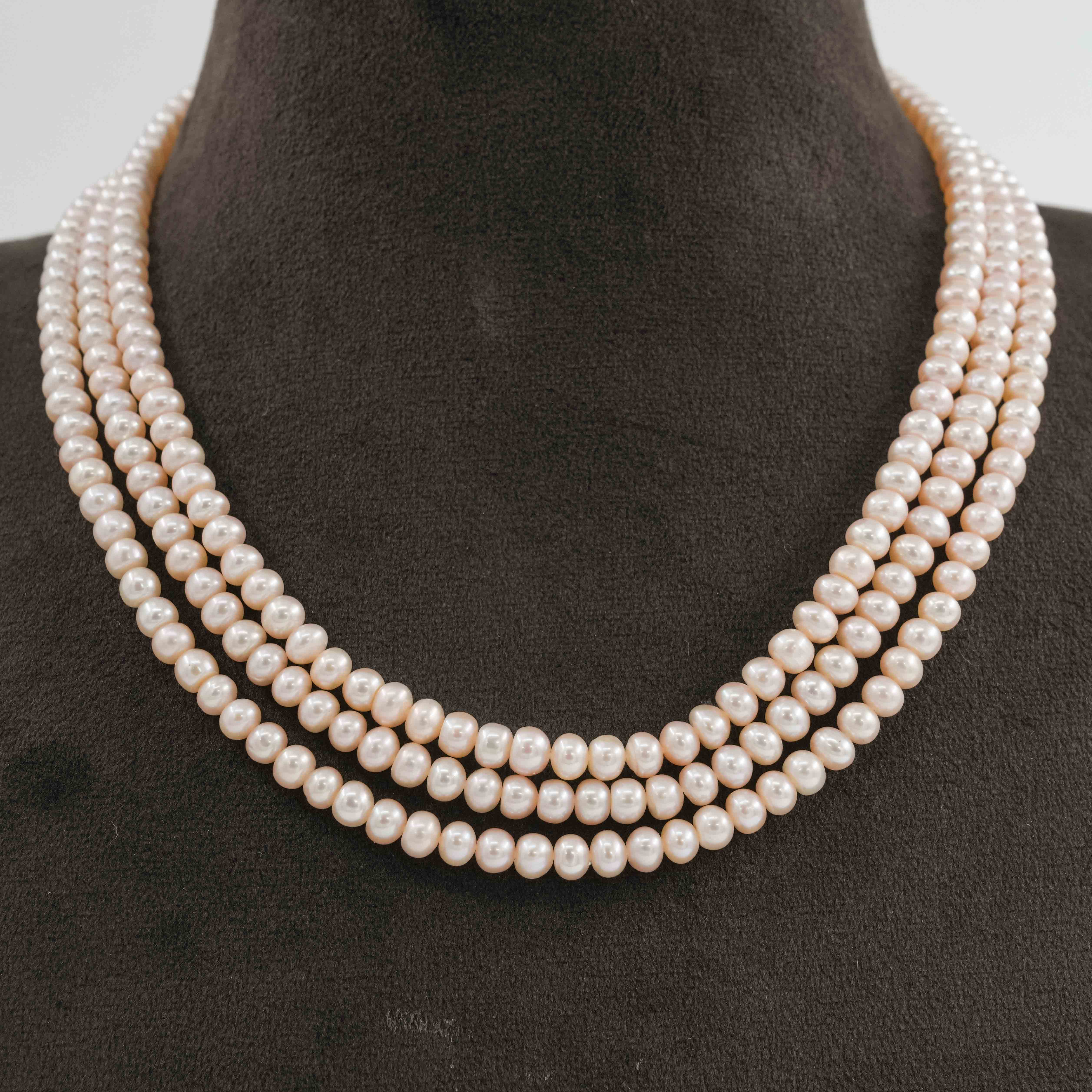 The Pearl Atelier by Kabra Pearls - Flat Three Layered Necklace